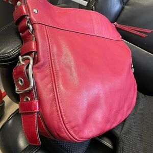 Vintage Coach Leather, Red Hobo Bag